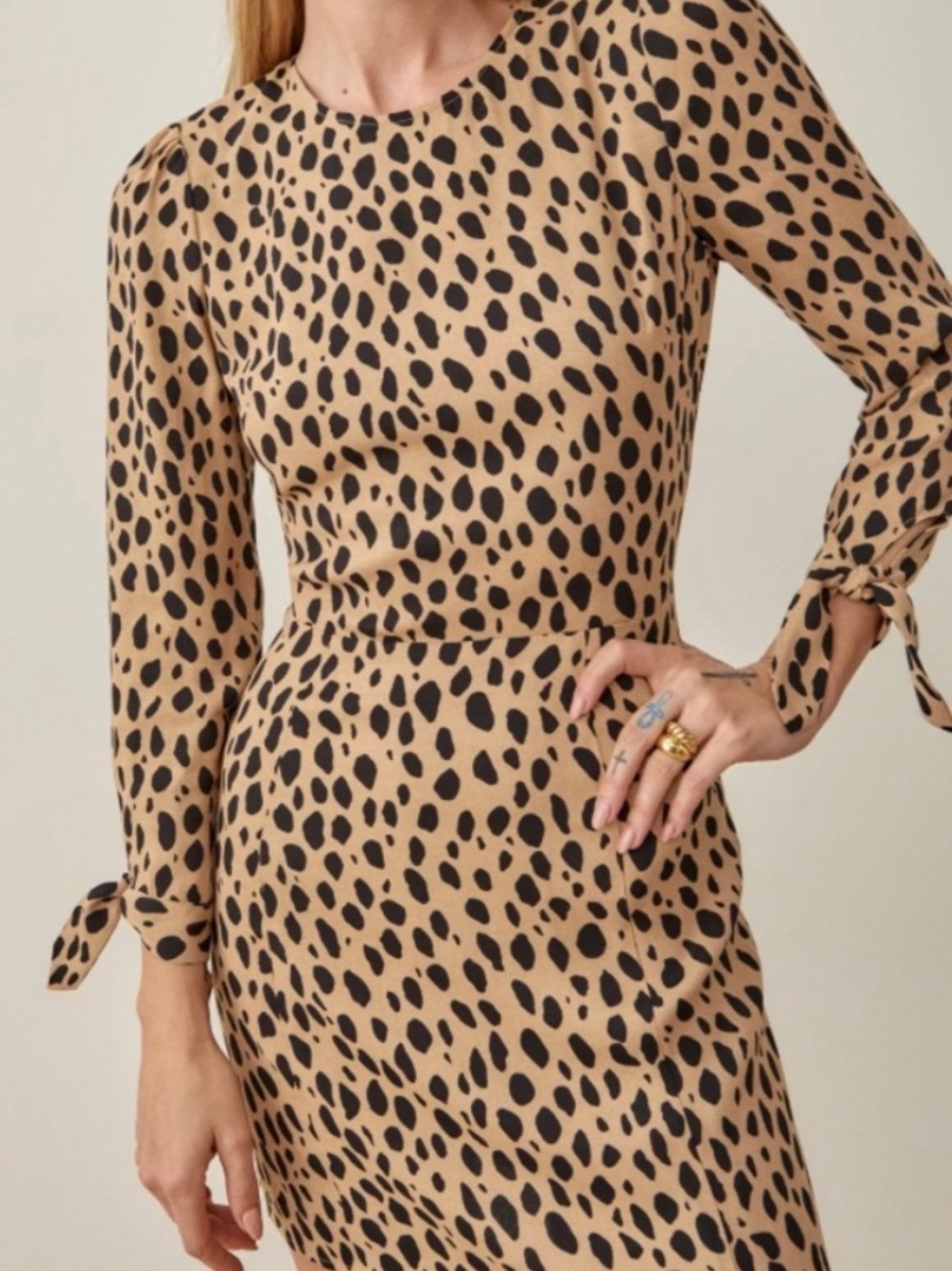 Reformation Reuben Animal Print Long Sleeve Mini Dress
